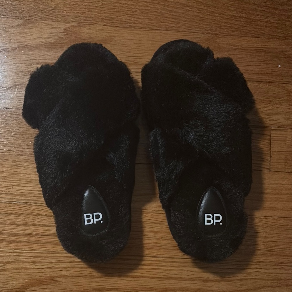 BP Plush Black Slippers